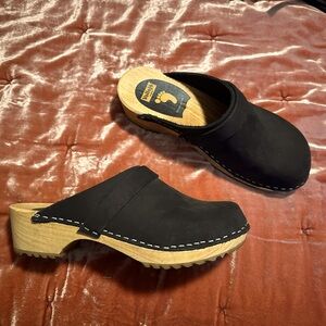 Vollsjö Women’s Leather Clogs Black Size 40
